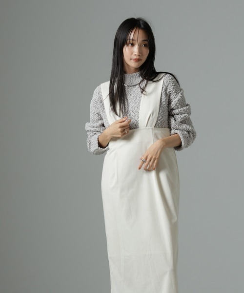 NANO universe（ナノユニバース）の「マイクロコールナロージャンパースカート(セットアップ可)（ジャンパースカート・レディース・グレー/アイボリー/ブラック・FREE）」の3枚目の写真