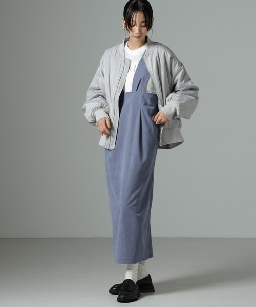 NANO universe（ナノユニバース）の「マイクロコールナロージャンパースカート(セットアップ可)（ジャンパースカート・レディース・グレー/アイボリー/ブラック・FREE）」の22枚目の写真