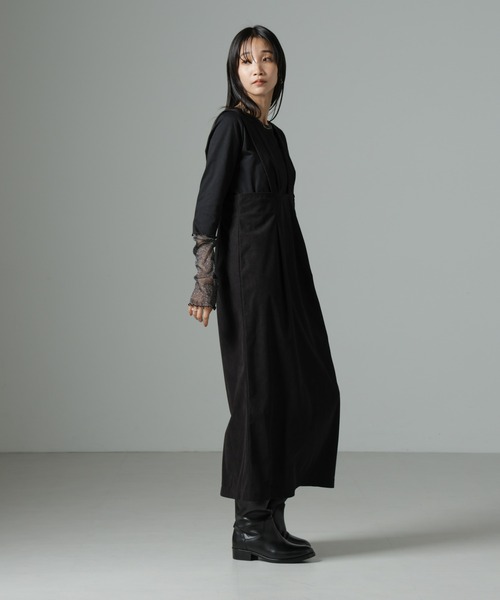 NANO universe（ナノユニバース）の「マイクロコールナロージャンパースカート(セットアップ可)（ジャンパースカート・レディース・グレー/アイボリー/ブラック・FREE）」の7枚目の写真