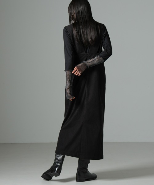 NANO universe（ナノユニバース）の「マイクロコールナロージャンパースカート(セットアップ可)（ジャンパースカート・レディース・グレー/アイボリー/ブラック・FREE）」の8枚目の写真