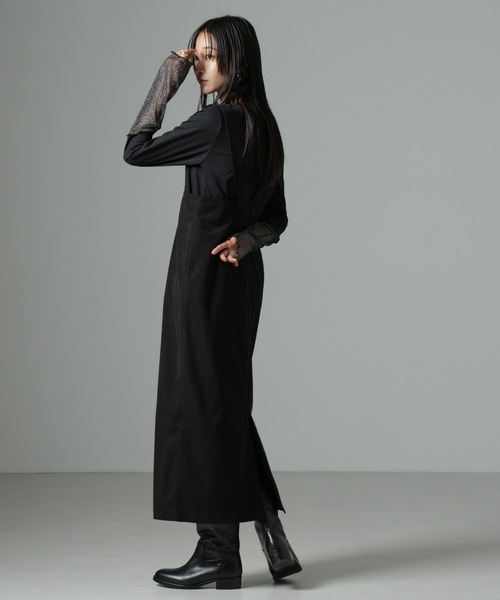 NANO universe（ナノユニバース）の「マイクロコールナロージャンパースカート(セットアップ可)（ジャンパースカート・レディース・グレー/アイボリー/ブラック・FREE）」の9枚目の写真