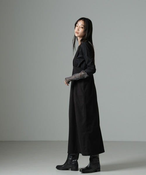 NANO universe（ナノユニバース）の「マイクロコールナロージャンパースカート(セットアップ可)（ジャンパースカート・レディース・グレー/アイボリー/ブラック・FREE）」の10枚目の写真