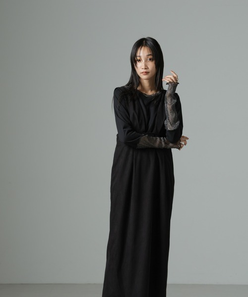 NANO universe（ナノユニバース）の「マイクロコールナロージャンパースカート(セットアップ可)（ジャンパースカート・レディース・グレー/アイボリー/ブラック・FREE）」の4枚目の写真