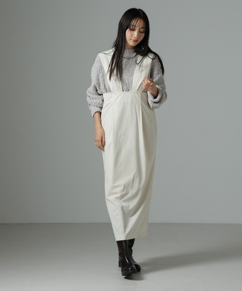 NANO universe（ナノユニバース）の「マイクロコールナロージャンパースカート(セットアップ可)（ジャンパースカート・レディース・グレー/アイボリー/ブラック・FREE）」の17枚目の写真