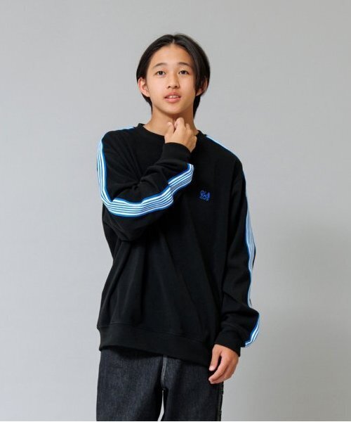 GLAZOS(グラソス)の「【大人向けサイズあり】【あったか】マイクロフリース・ライントレーナー(スウェット・キッズ・ブラック/カーキ・LL/S/M/L)」の2枚目の写真