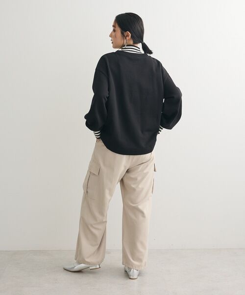 Green　Parks（グリーンパークス）の「配色リブニットドッキング裏起毛プルオーバー（スウェット・レディース・ライトグレー/ライトブルー/ブラック/ベージュ/ホワイト系その他/ライトグリーン・FREE）」の19枚目の写真