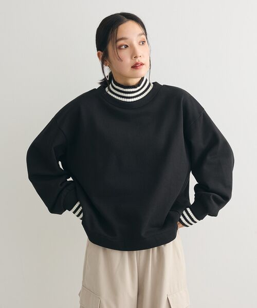 Green　Parks（グリーンパークス）の「配色リブニットドッキング裏起毛プルオーバー（スウェット・レディース・ライトグレー/ライトブルー/ブラック/ベージュ/ホワイト系その他/ライトグリーン・FREE）」の20枚目の写真