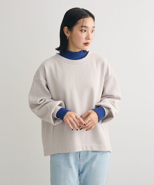 Green　Parks（グリーンパークス）の「配色リブニットドッキング裏起毛プルオーバー（スウェット・レディース・ライトグレー/ライトブルー/ブラック/ベージュ/ホワイト系その他/ライトグリーン・FREE）」の14枚目の写真