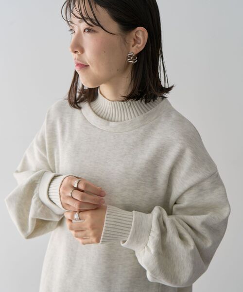 Green　Parks（グリーンパークス）の「配色リブニットドッキング裏起毛プルオーバー（スウェット・レディース・ライトグレー/ライトブルー/ブラック/ベージュ/ホワイト系その他/ライトグリーン・FREE）」の18枚目の写真