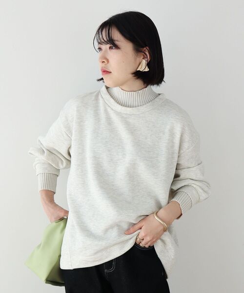 Green　Parks（グリーンパークス）の「配色リブニットドッキング裏起毛プルオーバー（スウェット・レディース・ライトグレー/ライトブルー/ブラック/ベージュ/ホワイト系その他/ライトグリーン・FREE）」の7枚目の写真