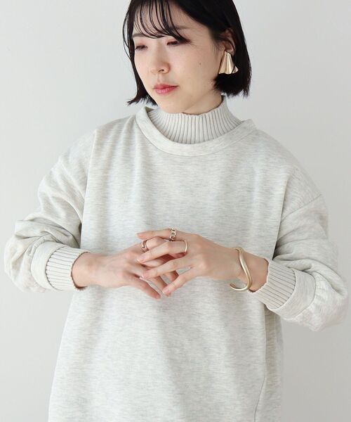 Green　Parks（グリーンパークス）の「配色リブニットドッキング裏起毛プルオーバー（スウェット・レディース・ライトグレー/ライトブルー/ブラック/ベージュ/ホワイト系その他/ライトグリーン・FREE）」の8枚目の写真