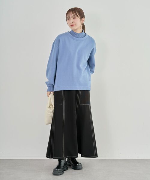 Green　Parks（グリーンパークス）の「配色リブニットドッキング裏起毛プルオーバー（スウェット・レディース・ライトグレー/ライトブルー/ブラック/ベージュ/ホワイト系その他/ライトグリーン・FREE）」の11枚目の写真