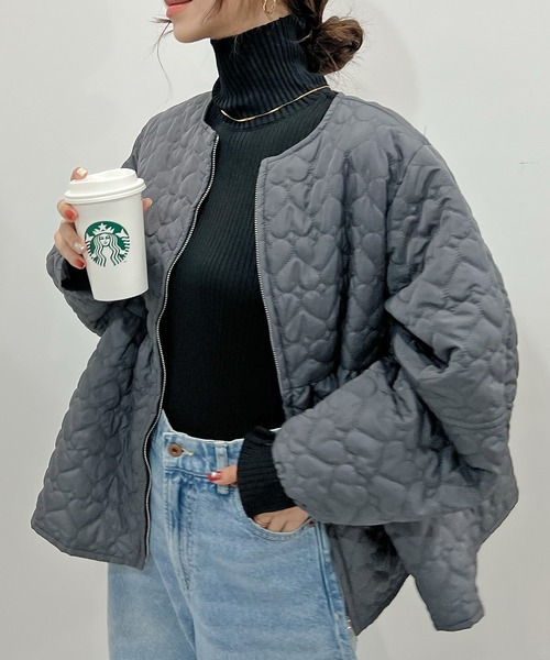 ハートキルティングペプラムジャケット