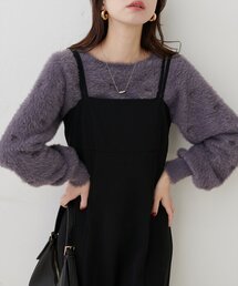 リボン刺繍フェザーニット