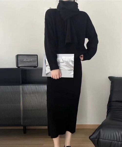 【セール】ニットセットアップ／マフラー付き3点セット（ワンピース）｜paravion（パラビオン）