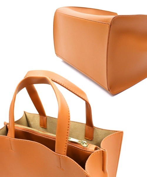 DONOBAN（ドノバン）の「スクエアトートバッグ（トートバッグ・レディース・グレー/キャメル/ブラック・ONE）」の4枚目の写真