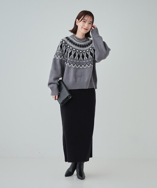 Cutie Blonde（キューティーブロンド）の「【S-LL】ゆるっと大人レトロなノスタルジック求心柄ニット（ニット/セーター・レディース・ホワイト系6/グレー系3/ブラウン系その他5・01/02/03/04）」の10枚目の写真