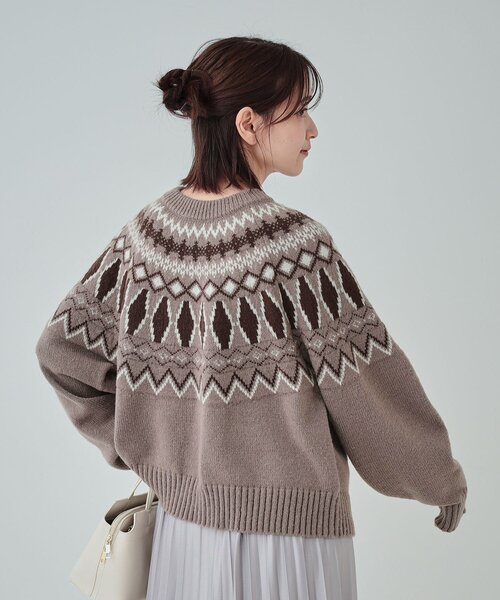 FUC 抽象模様 ニットセーター Sサイズ セール】【S-LL】ゆるっと大人レトロなノスタルジック求心柄