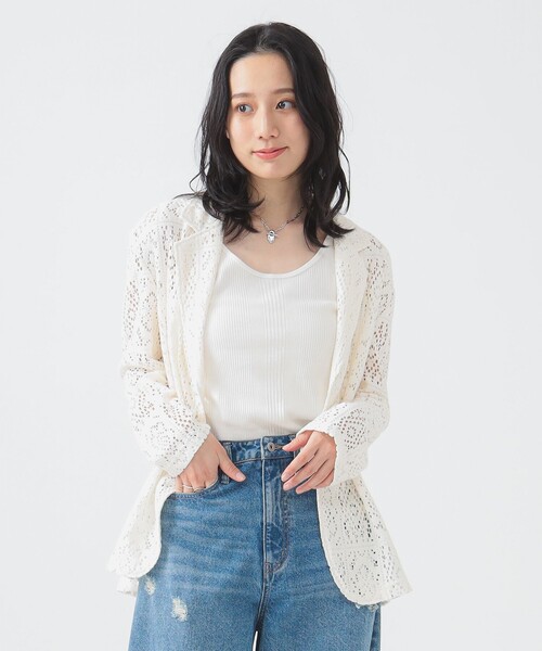 B:MING by BEAMS(ビーミングバイビームス)の「レース テーラード ジャケット(S~M)(テーラードジャケット・レディース・ブラック/オフホワイト・MEDIUM/SMALL)」の2枚目の写真