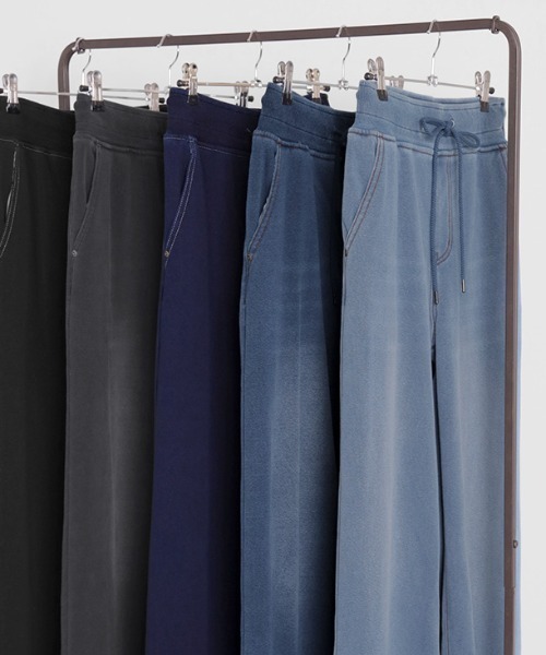 HUG.U（ハグユー）の「「 光 吸収 発熱 」デニム風ワイドパンツ（スウェットパンツ・レディース・ブラック/ブラック系/ネイビー系/ワンウォッシュ/ブルー系・LL/S/L/M）」の15枚目の写真