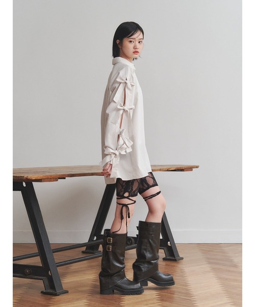 jouetie（ジュエティ）の「リボンスリーブBIGストライプシャツ