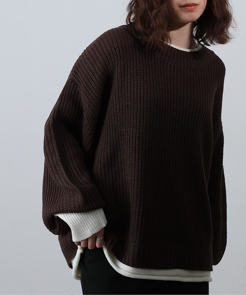 COLONY 2139（コロニートゥーワンスリーナイン）の「レイヤード風ニットプルオーバー（ニット/セーター・レディース・ブラック/グレイッシュベージュ/ブラウン・FREE）」の3枚目の写真