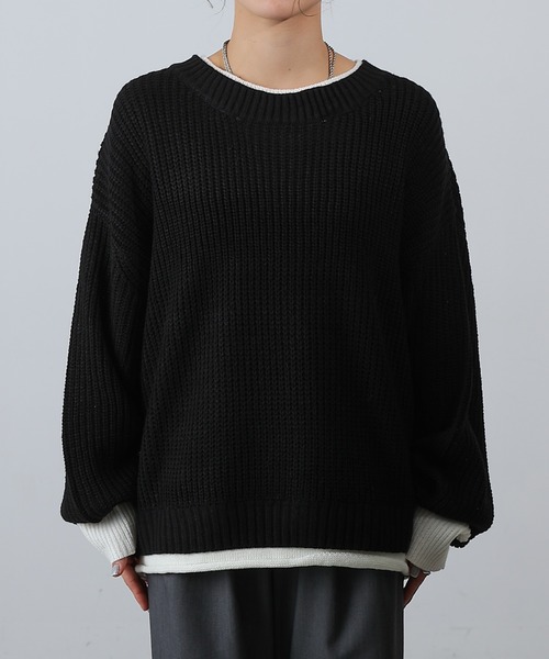 COLONY 2139（コロニートゥーワンスリーナイン）の「レイヤード風ニットプルオーバー（ニット/セーター・レディース・ブラック/グレイッシュベージュ/ブラウン・FREE）」の6枚目の写真