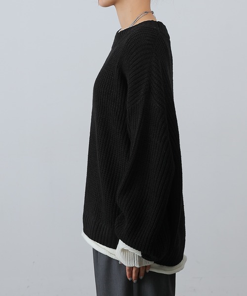 COLONY 2139（コロニートゥーワンスリーナイン）の「レイヤード風ニットプルオーバー（ニット/セーター・レディース・ブラック/グレイッシュベージュ/ブラウン・FREE）」の5枚目の写真