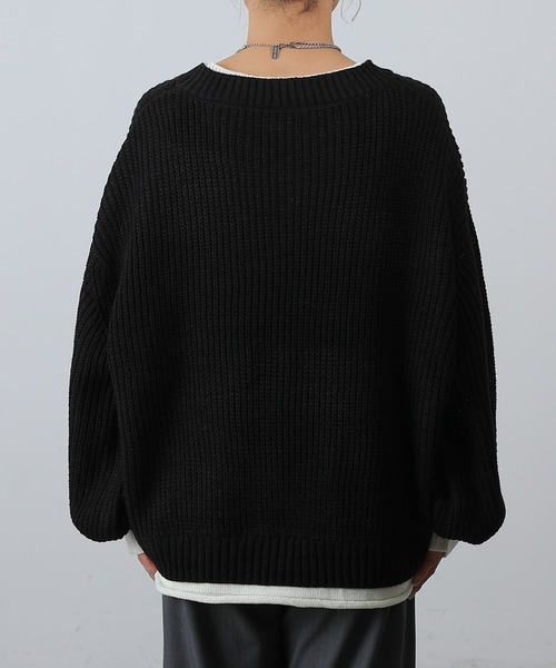 COLONY 2139（コロニートゥーワンスリーナイン）の「レイヤード風ニットプルオーバー（ニット/セーター・レディース・ブラック/グレイッシュベージュ/ブラウン・FREE）」の4枚目の写真