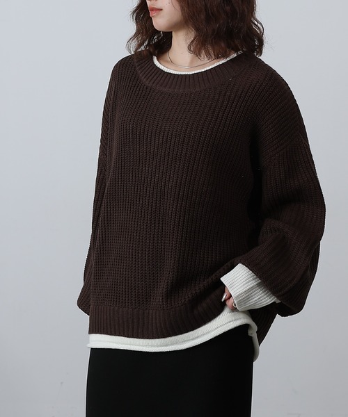 COLONY 2139（コロニートゥーワンスリーナイン）の「レイヤード風ニットプルオーバー（ニット/セーター・レディース・ブラック/グレイッシュベージュ/ブラウン・FREE）」の19枚目の写真