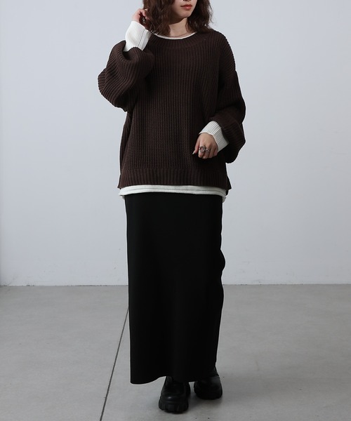 COLONY 2139（コロニートゥーワンスリーナイン）の「レイヤード風ニットプルオーバー（ニット/セーター・レディース・ブラック/グレイッシュベージュ/ブラウン・FREE）」の18枚目の写真
