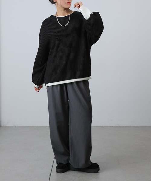 COLONY 2139（コロニートゥーワンスリーナイン）の「レイヤード風ニットプルオーバー（ニット/セーター・レディース・ブラック/グレイッシュベージュ/ブラウン・FREE）」の22枚目の写真