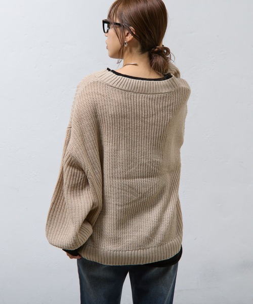 COLONY 2139（コロニートゥーワンスリーナイン）の「レイヤード風ニットプルオーバー（ニット/セーター・レディース・ブラック/グレイッシュベージュ/ブラウン・FREE）」の12枚目の写真