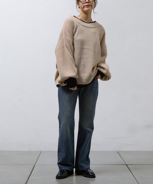 COLONY 2139（コロニートゥーワンスリーナイン）の「レイヤード風ニットプルオーバー（ニット/セーター・レディース・ブラック/グレイッシュベージュ/ブラウン・FREE）」の8枚目の写真