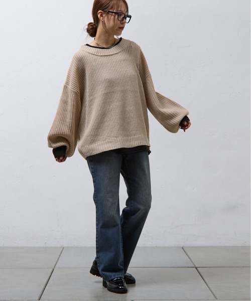 COLONY 2139（コロニートゥーワンスリーナイン）の「レイヤード風ニットプルオーバー（ニット/セーター・レディース・ブラック/グレイッシュベージュ/ブラウン・FREE）」の9枚目の写真