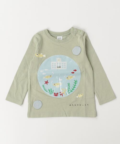 CHEEK ROOM（チークルーム）の「CHEEK ROOM/チークルーム めだかの学校ロングＴシャツ（Tシャツ/カットソー・キッズ・グリーン/ラベンダー/ベージュ系その他6・100cm/110cm/120cm/90cm/130cm/80ｃｍ）」の3枚目の写真