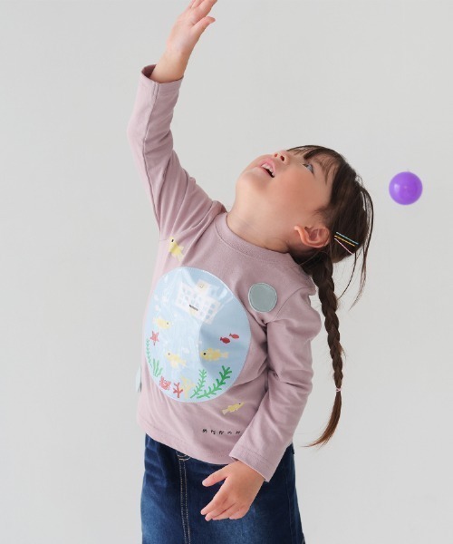 CHEEK ROOM（チークルーム）の「CHEEK ROOM/チークルーム めだかの学校ロングＴシャツ（Tシャツ/カットソー・キッズ・グリーン/ラベンダー/ベージュ系その他6・100cm/110cm/120cm/90cm/130cm/80ｃｍ）」の6枚目の写真