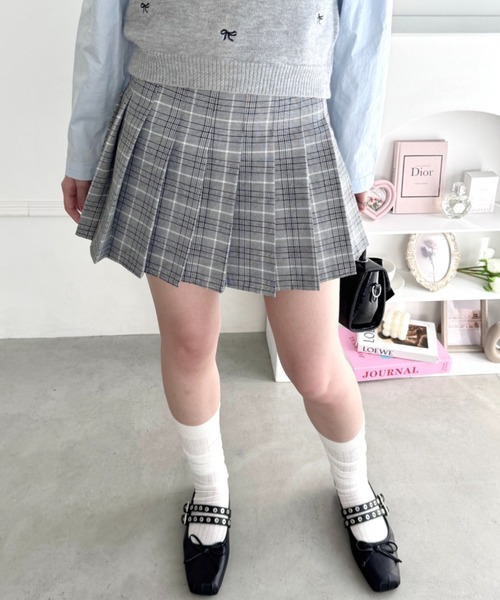 セール】チェックプリーツミニスカパン（スカート）｜Loueme（ルエム