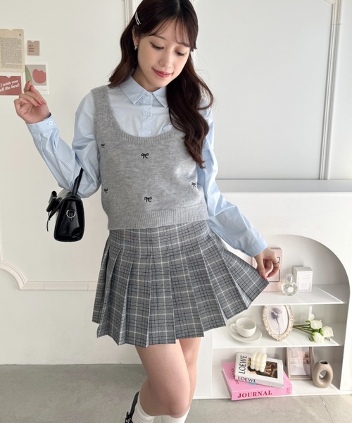 セール】チェックプリーツミニスカパン（スカート）｜Loueme（ルエム