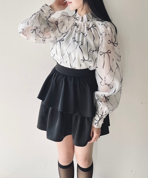 NOMAE(ノーマエ)の「オーガンジーリボンブラウス(シャツ/ブラウス・レディース・ホワイト系その他/ホワイト/ピンク系その他/グレー系その他・FREE)」の5枚目の写真