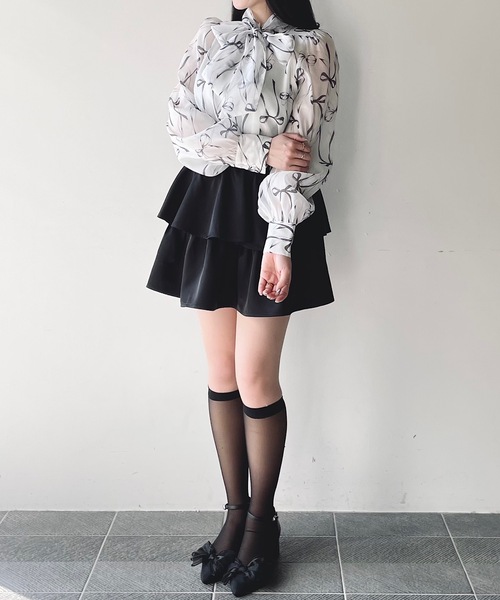 NOMAE(ノーマエ)の「オーガンジーリボンブラウス(シャツ/ブラウス・レディース・ホワイト系その他/ホワイト/ピンク系その他/グレー系その他・FREE)」の9枚目の写真