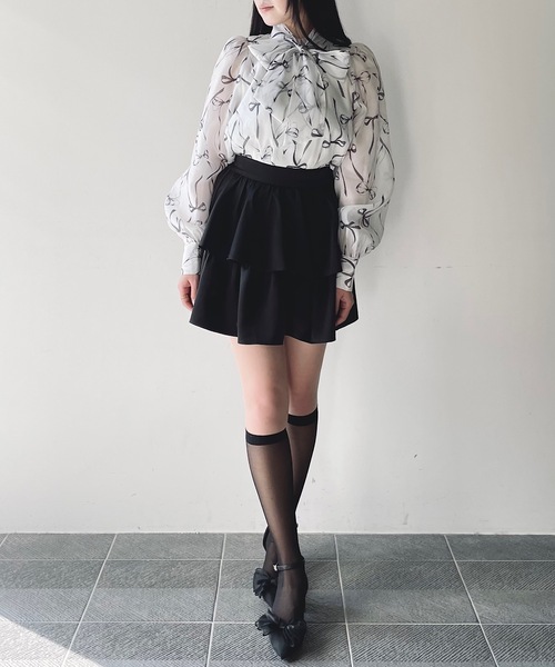 NOMAE(ノーマエ)の「オーガンジーリボンブラウス(シャツ/ブラウス・レディース・ホワイト系その他/ホワイト/ピンク系その他/グレー系その他・FREE)」の12枚目の写真