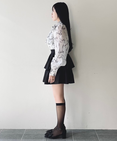 NOMAE(ノーマエ)の「オーガンジーリボンブラウス(シャツ/ブラウス・レディース・ホワイト系その他/ホワイト/ピンク系その他/グレー系その他・FREE)」の8枚目の写真