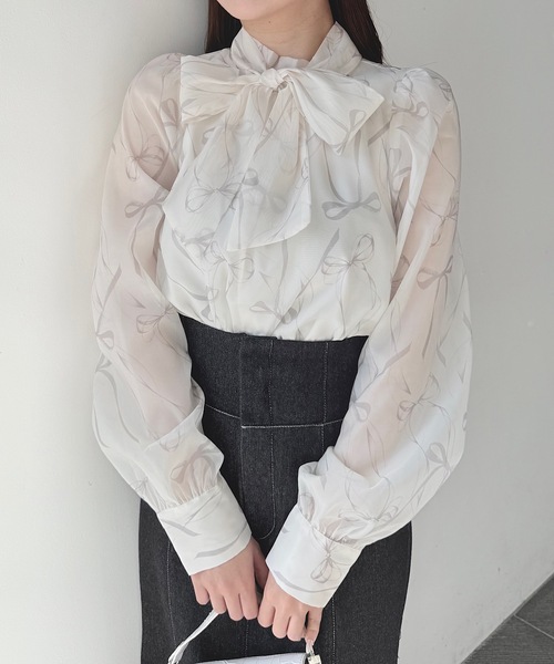 NOMAE(ノーマエ)の「オーガンジーリボンブラウス(シャツ/ブラウス・レディース・ホワイト系その他/ホワイト/ピンク系その他/グレー系その他・FREE)」の20枚目の写真