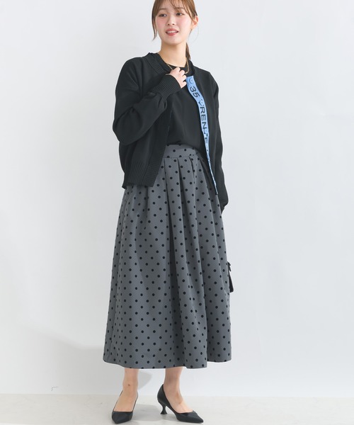 PICCIN PERLA（ピッチンペルラ）の「フロッキードットタックスカート（スカート・レディース・ブラック/オフホワイト/グレー・S/M/L）」の16枚目の写真