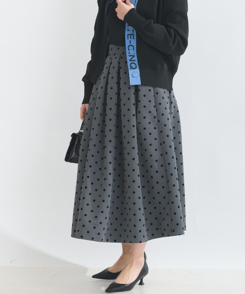 PICCIN PERLA（ピッチンペルラ）の「フロッキードットタックスカート（スカート・レディース・ブラック/オフホワイト/グレー・S/M/L）」の14枚目の写真