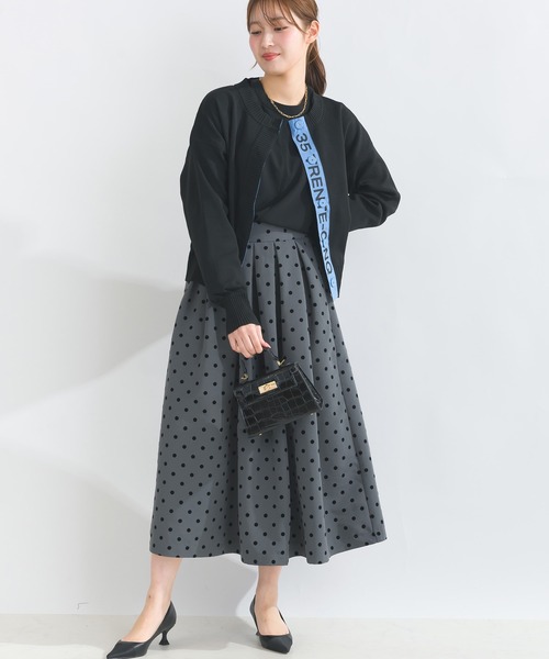 PICCIN PERLA（ピッチンペルラ）の「フロッキードットタックスカート（スカート・レディース・ブラック/オフホワイト/グレー・S/M/L）」の15枚目の写真