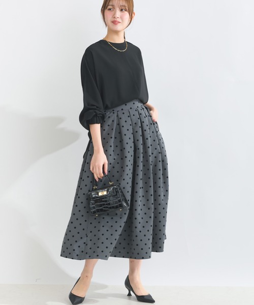 PICCIN PERLA（ピッチンペルラ）の「フロッキードットタックスカート（スカート・レディース・ブラック/オフホワイト/グレー・S/M/L）」の19枚目の写真