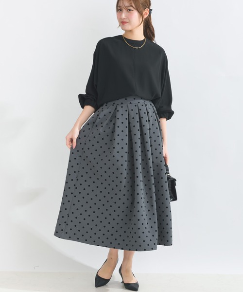 PICCIN PERLA（ピッチンペルラ）の「フロッキードットタックスカート（スカート・レディース・ブラック/オフホワイト/グレー・S/M/L）」の18枚目の写真