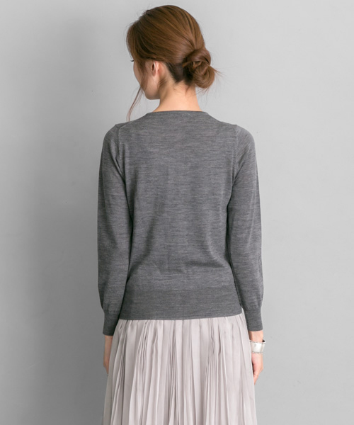 URBAN RESEARCH（アーバンリサーチ）の「UR 16GG MERINO WOOK KNIT CARDIGAN（カーディガン/ボレロ・レディース・グレー/ネイビー/ブラック/カーキ・FREE）」の9枚目の写真